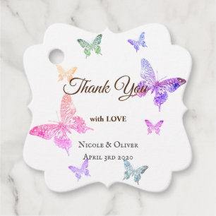 Thank You with Love Colorful Butterflies Large Clo Favor Tags