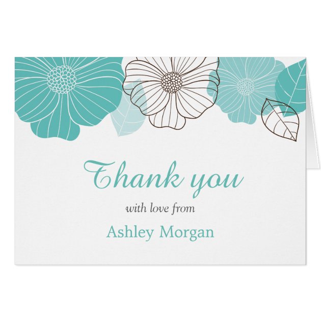 Thank You With Love Elegant Chic Mint Green Floral Card