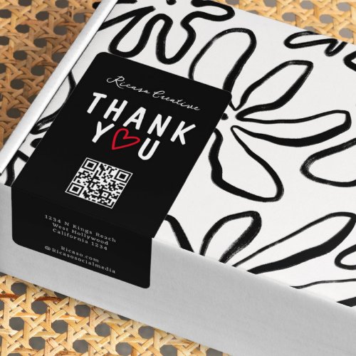 Thank You With Love Heart and QR Code Label