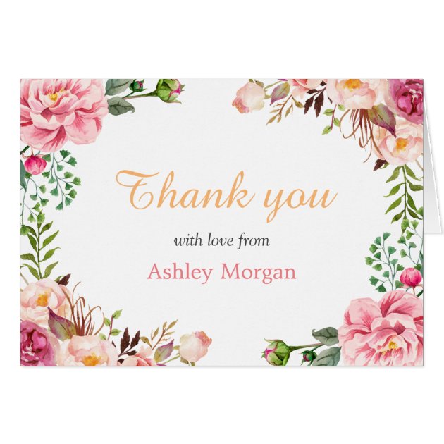 Thank You With Love Romantic Chic Floral Wrap Card