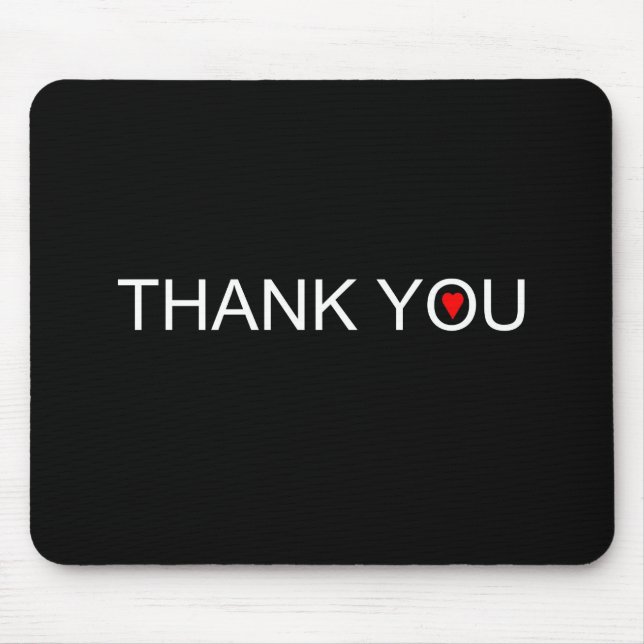 Thank you with one red heart mouse pad (Front)