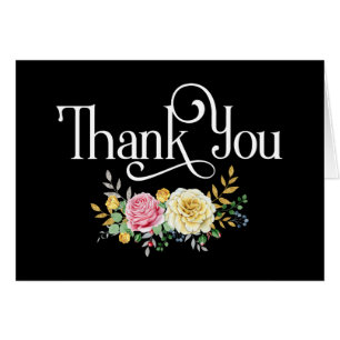 Thank You with Pink and Yellow Roses Cards
