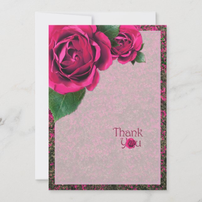 Thank You with Pink Roses Card (Front)
