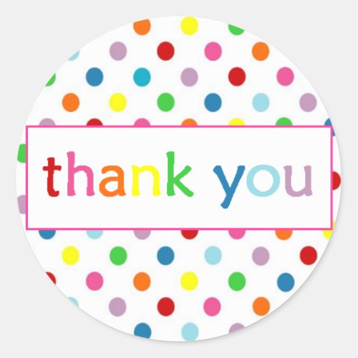 Thank You with Polka Dots ~ Paint/Art Party Round Sticker | Zazzle