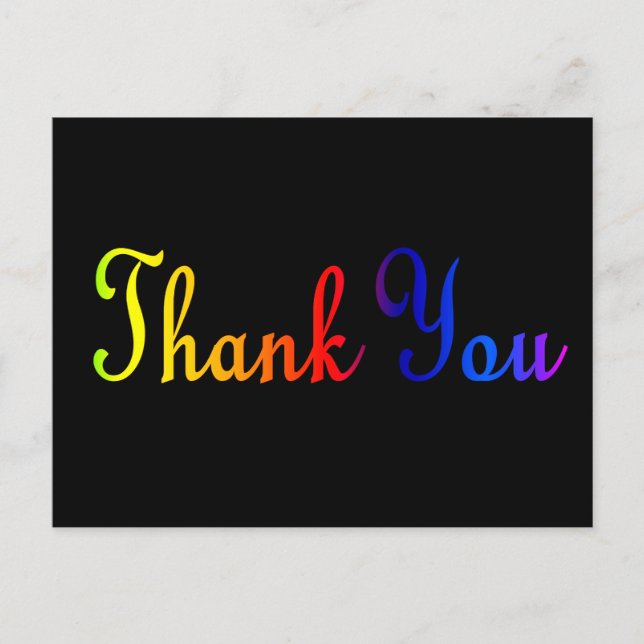 Thank you with Rainbow Colors Postcard (Front)