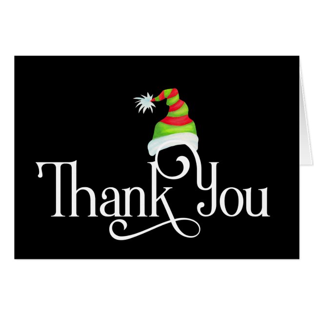 Thank You with Red and Green Christmas Hat (Front Horizontal)
