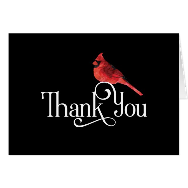 Thank You with Red Cardinal Bird Design Cards (Front Horizontal)