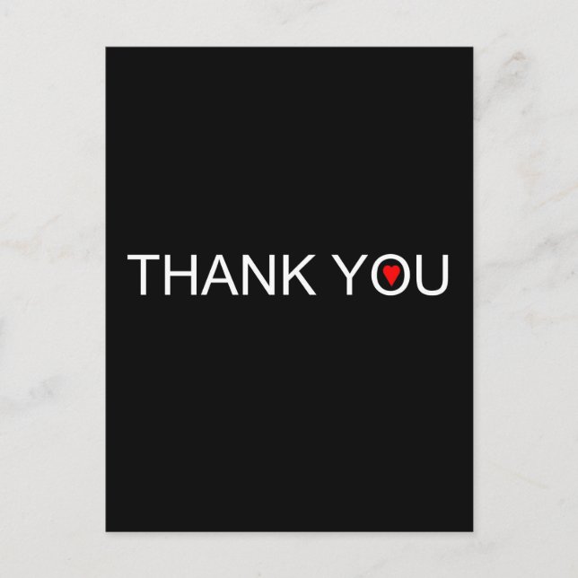 Thank you with Red Heart Postcard (Front)