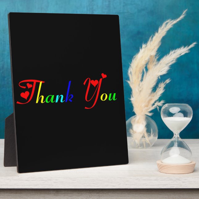 Thank You with Red Hearts Plaque (Side)
