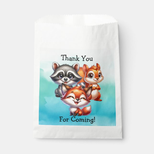 Thank You | Woodland Creatures Baby Shower Favor Bag (Front)