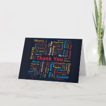 Thank You Word Cloud 5 Languages Black Background