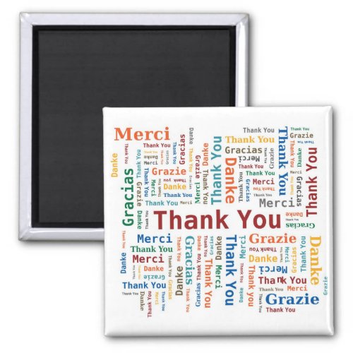 Thank You Word Cloud _ 5 Languages _ Multicolored Magnet