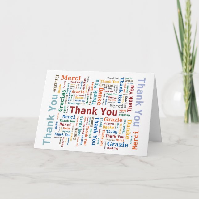 Thank You Word Cloud in 5 languages Card (Front)