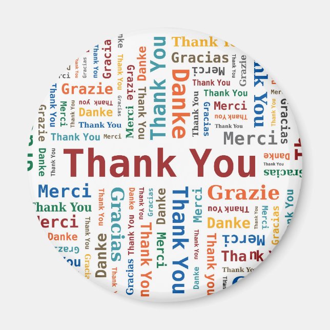 Thank You Word Cloud in 5 languages Magnet (Front)