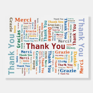 Thank You Word Cloud in 5 languages - Multicolored Foam Board