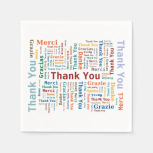 Thank You Word Cloud in 5 languages Napkins