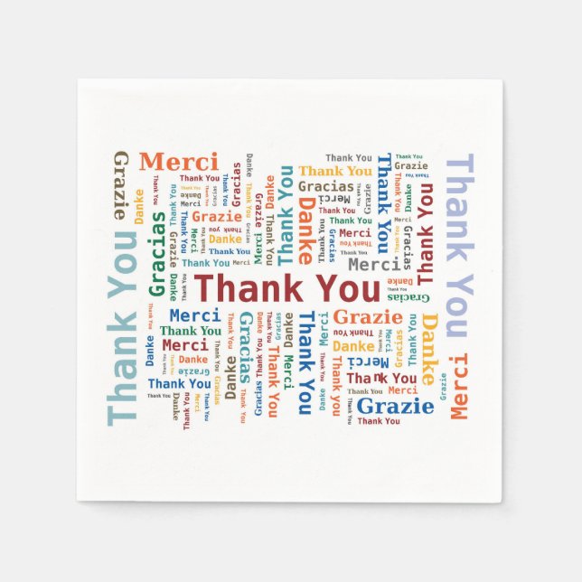 Thank You Word Cloud in 5 languages Napkins (Front)
