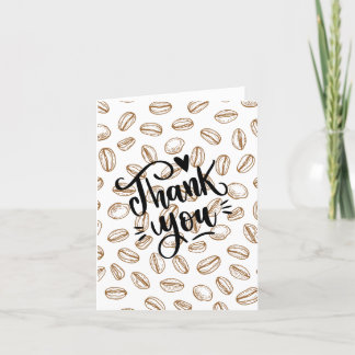 Thank You  Words Under a Coffee Bean Background Card