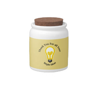 Thank You Workplace Bright Light Bulb Employee Candy Jar