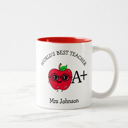 Thank You Worlds Best Teacher Appreciation Gift Two_Tone Coffee Mug