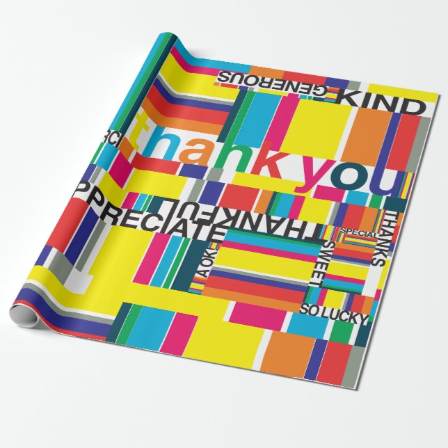 Thank you wrapping paper colorful fun rainbow (Unrolled)