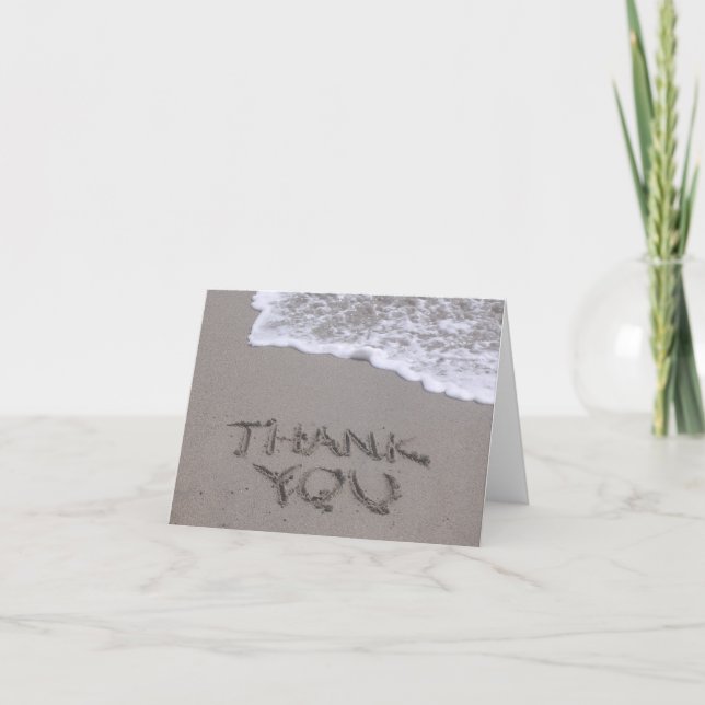 Thank You written in Sand Note Card (Front)