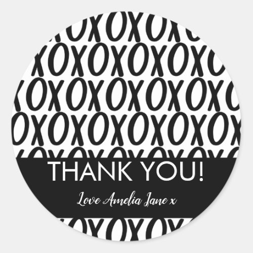 Thank You XOXO Hugs Kisses Minimalist Classic Round Sticker