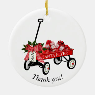 "Thank you!" Year Red Wagon Christmas Ornament