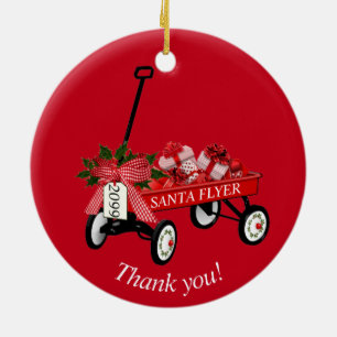 "Thank you!" Year Red Wagon Christmas Ornament