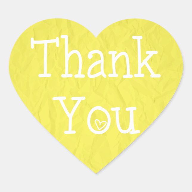 Thank You Yellow Heart Sticker (Front)