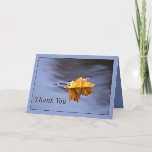 Thank You Yellow Leaf Floating In Lake Card