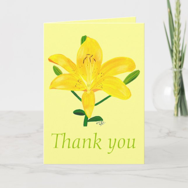 Thank you, yellow lily, wedding cards (Front)