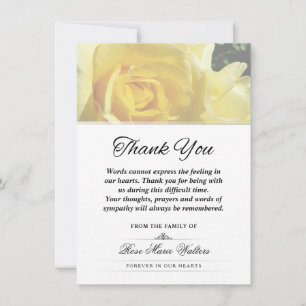 Thank You Yellow Rose Funeral Words Cannot Express Card