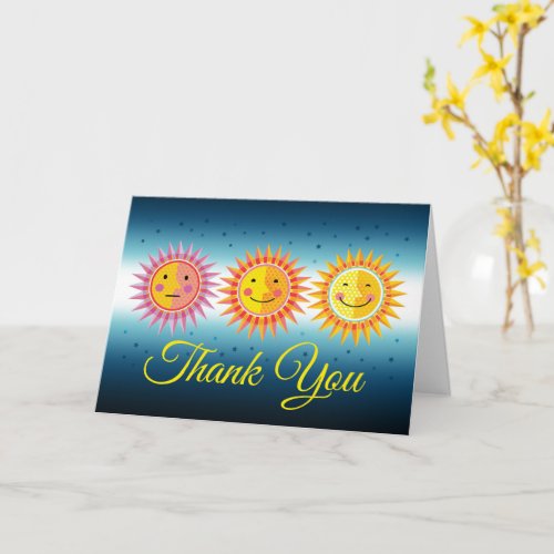 Thank You Yellow Smiling Sun Card