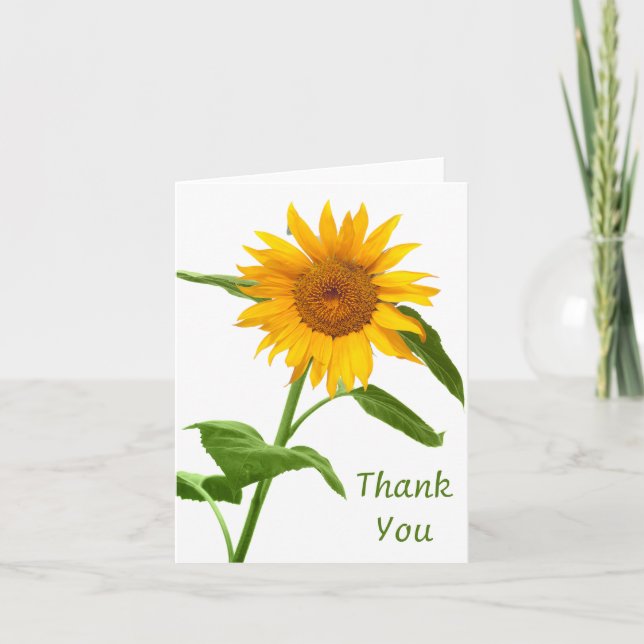 Thank You Yellow Sunflower Floral Blank Note Card (Front)