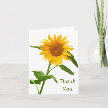 Thank You Yellow Sunflower Floral Blank Note Card by LoveandSerenity at Zazzle