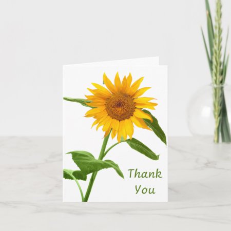 Thank You Yellow Sunflower Floral Blank Note Card