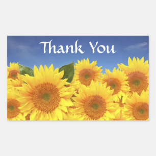 Thank You Yellow Sunflower Greeting Sticker Label