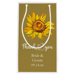 Thank You Yellow Sunflower on Wedding Small Gift Bag