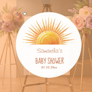 Thank You Yellow Sunshine Watercolor Baby Shower Classic Round Sticker