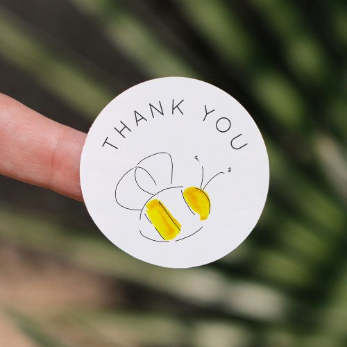 Thank You Yellow Watercolor Bumble Bee Classic Round Sticker