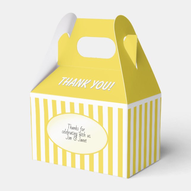 Thank You Yellow/White Stripes Pattern Favor Boxes (Front Side)