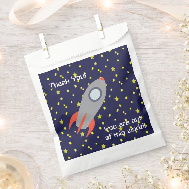 Thank You  You Are Out of this World  Rocket Ship Favor Bag (Clipped)
