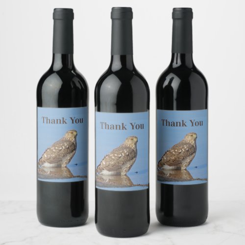Thank You Young Hawk Beautiful Wild Raptor Bird Wine Label
