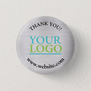 Thank You, Your Logo, Name Website, Brushed Silver Button