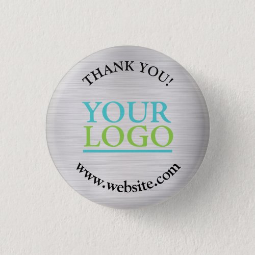 Thank You Your Logo Name Website Brushed Silver Button