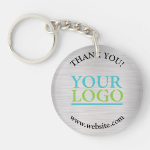 Thank You, Your Logo, Name Website, Brushed Silver Keychain