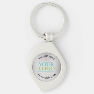 Thank You, Your Logo, Name Website, Brushed Silver Keychain