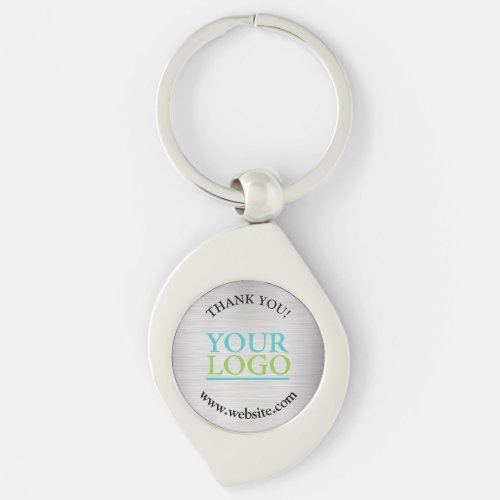 Thank You Your Logo Name Website Brushed Silver Keychain