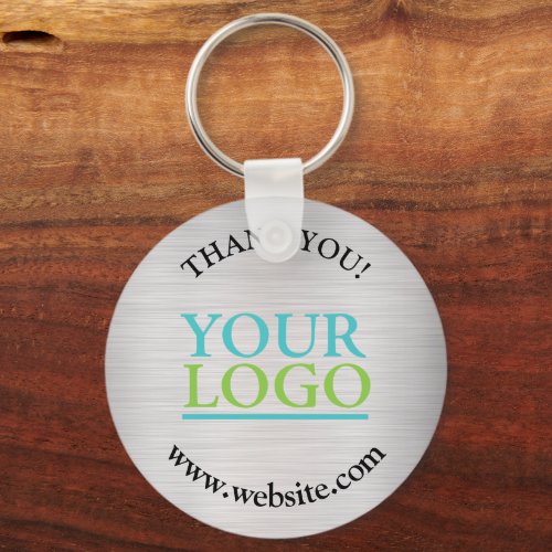 Thank You Your Logo Name Website Brushed Silver Keychain